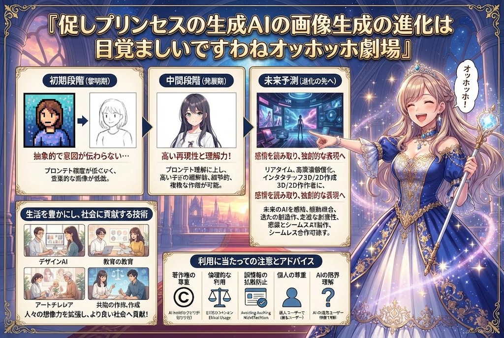 促しプリンセスの生成AIの画像生成の進化は目覚ましいですわねオッホッホ劇場