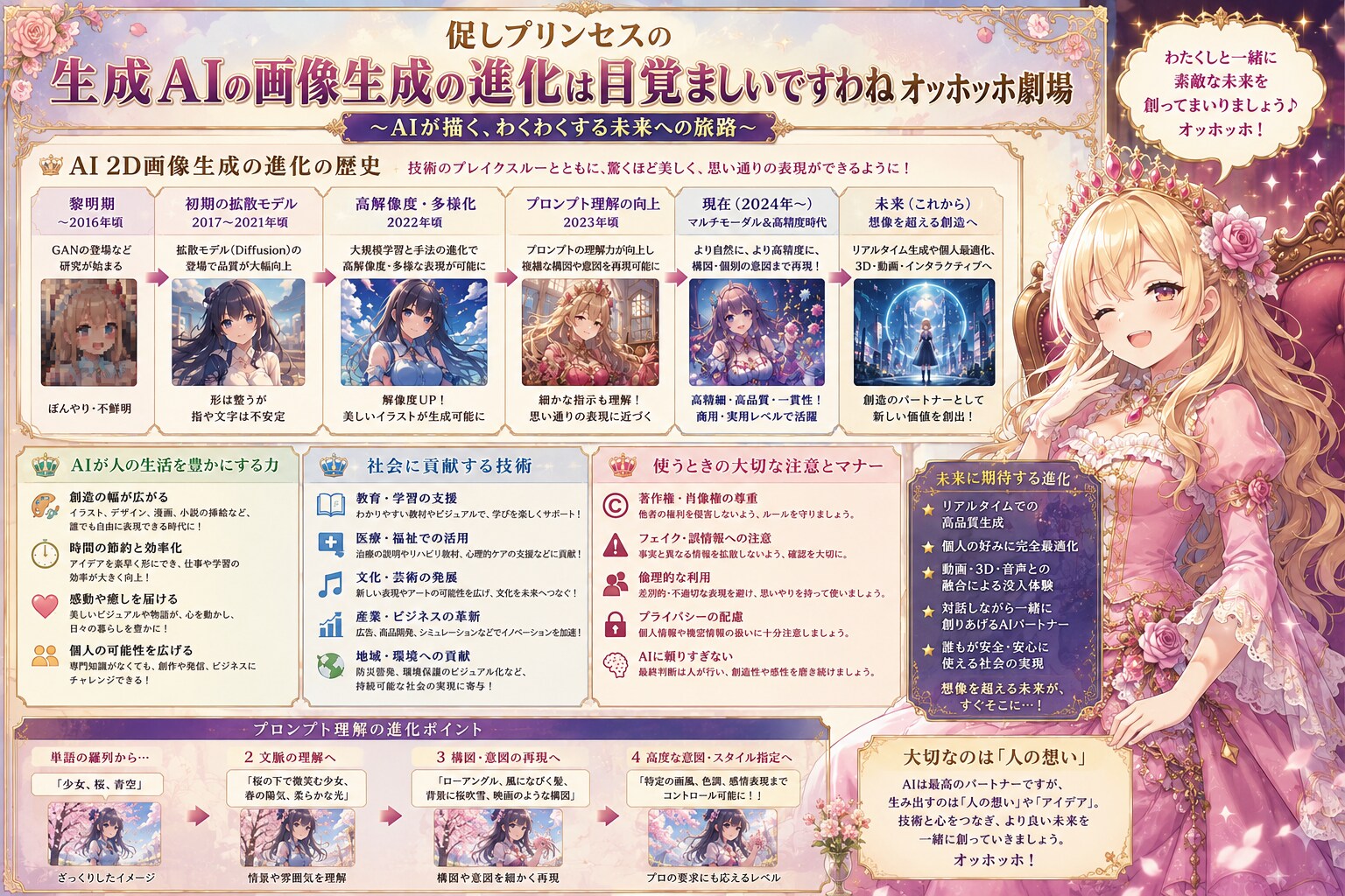 促しプリンセスの生成AIの画像生成の進化は目覚ましいですわねオッホッホ劇場 | の人気AIイラスト・グラビア