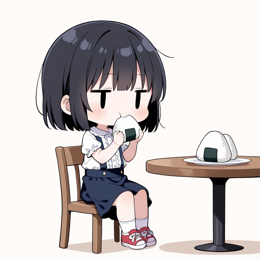 おにぎりを食べる