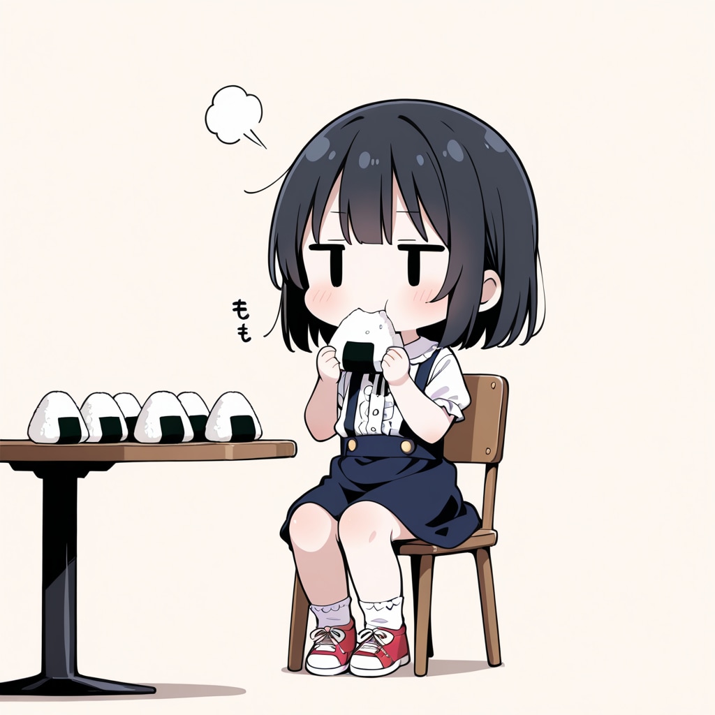 おにぎりを食べる