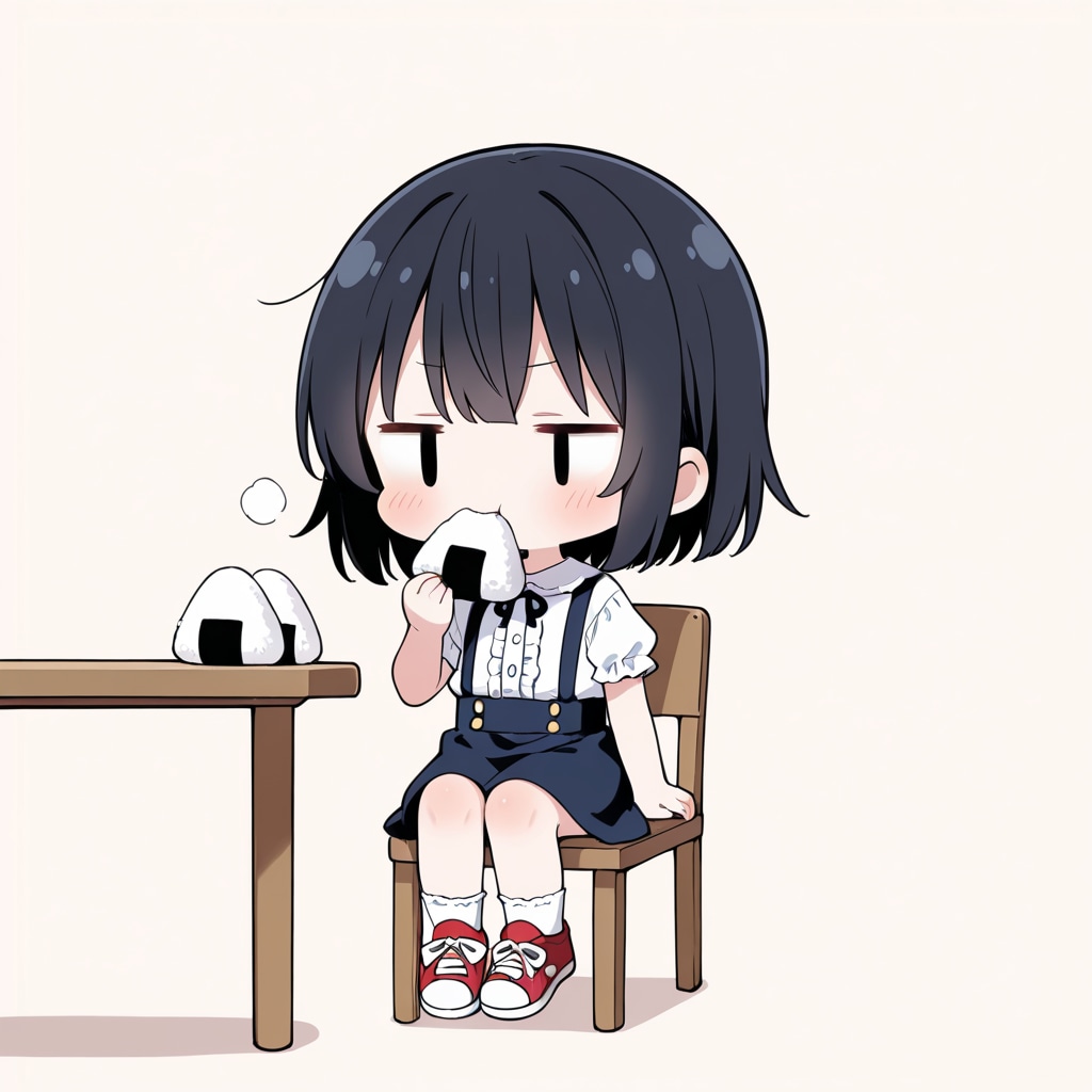 おにぎりを食べる
