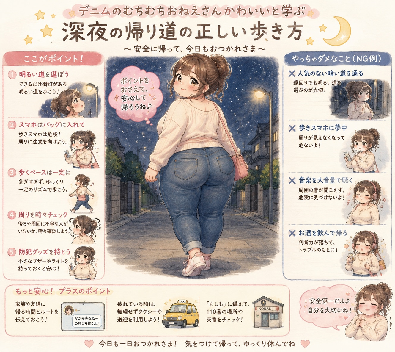 デニムのむちむちおねえさんと夜道