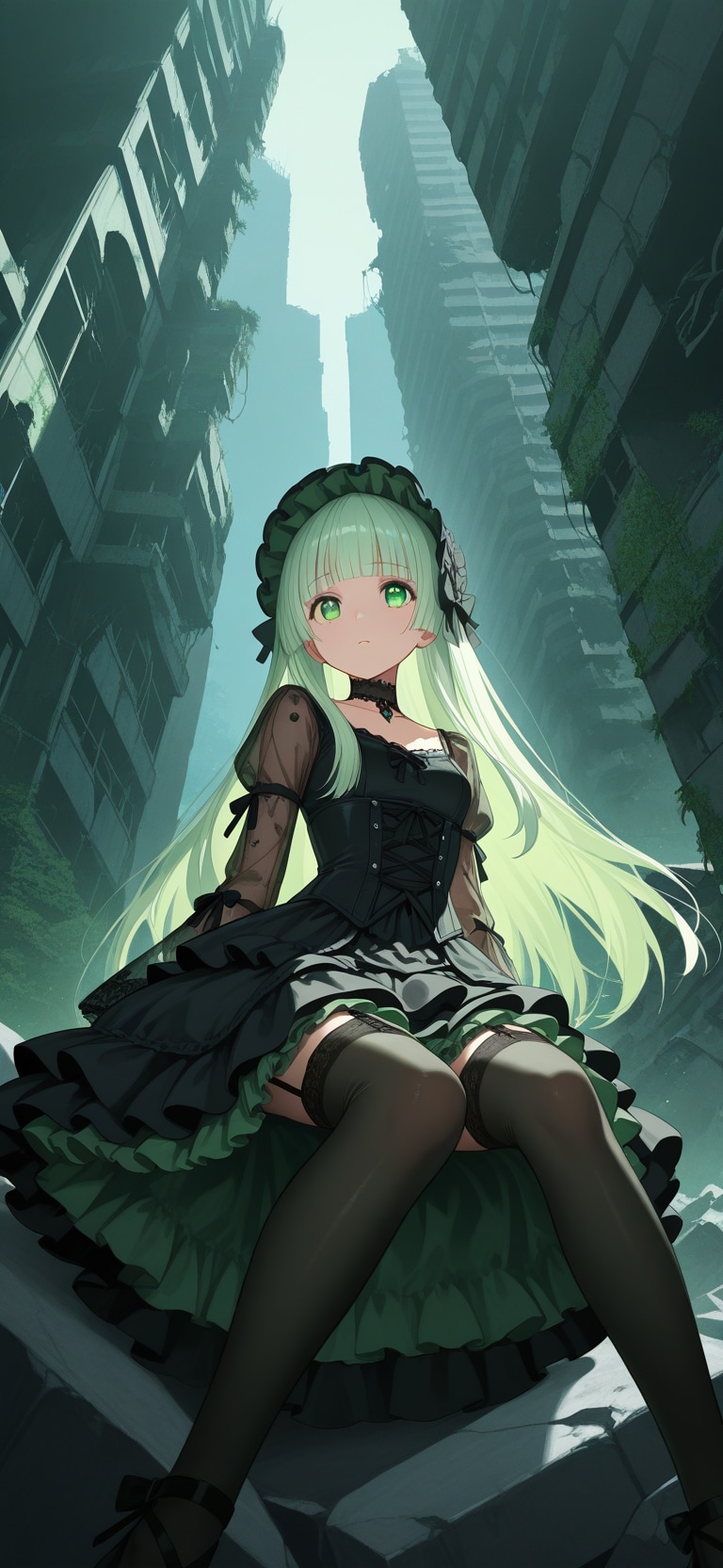 崩壊が終わるその地には、一つの翠が咲くのだろう | の人気AIイラスト・グラビア