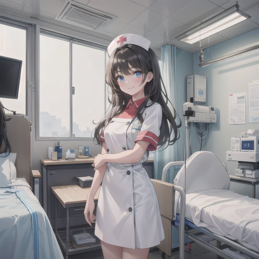 黒髪ロングで白衣の少女３３