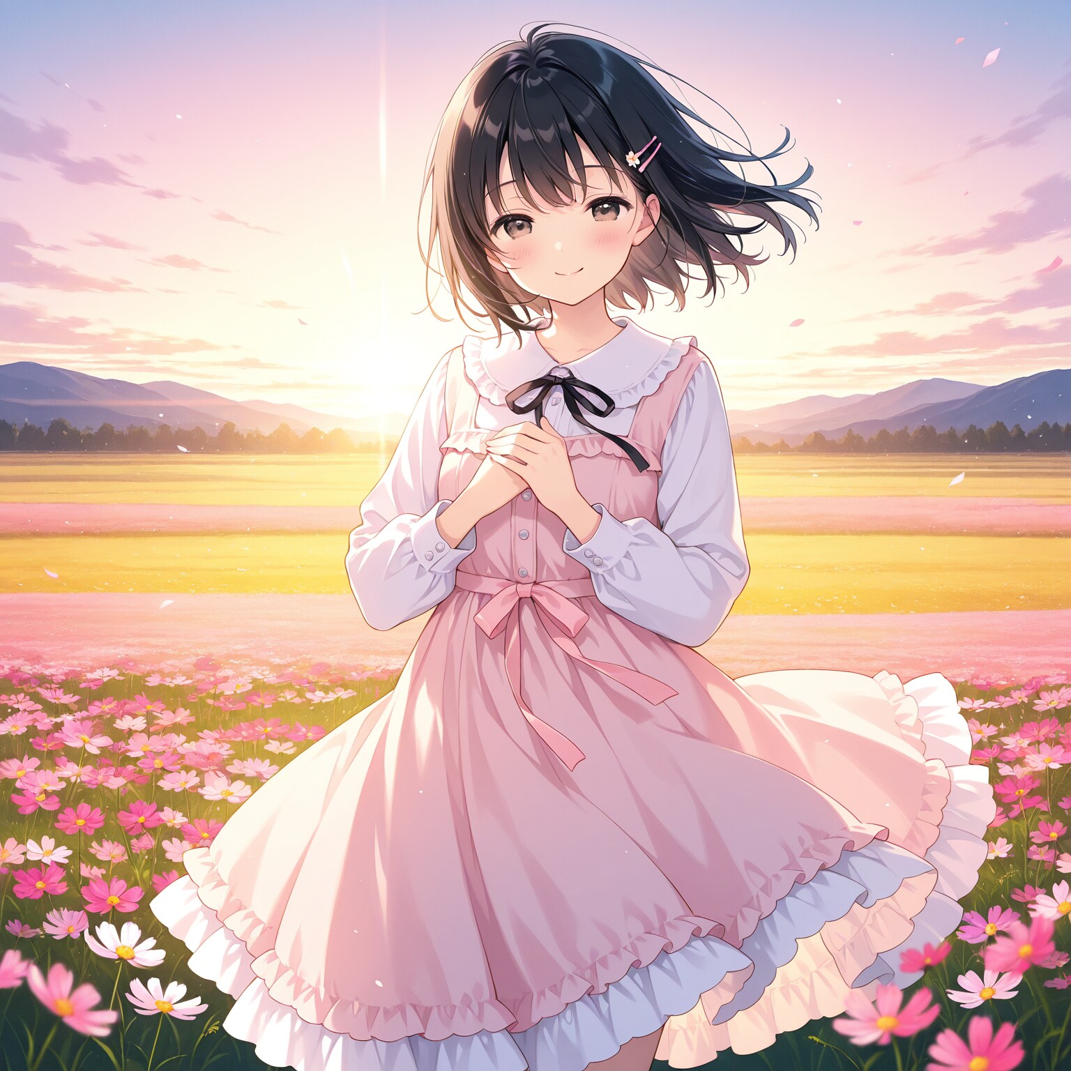 コスモス畑の少女