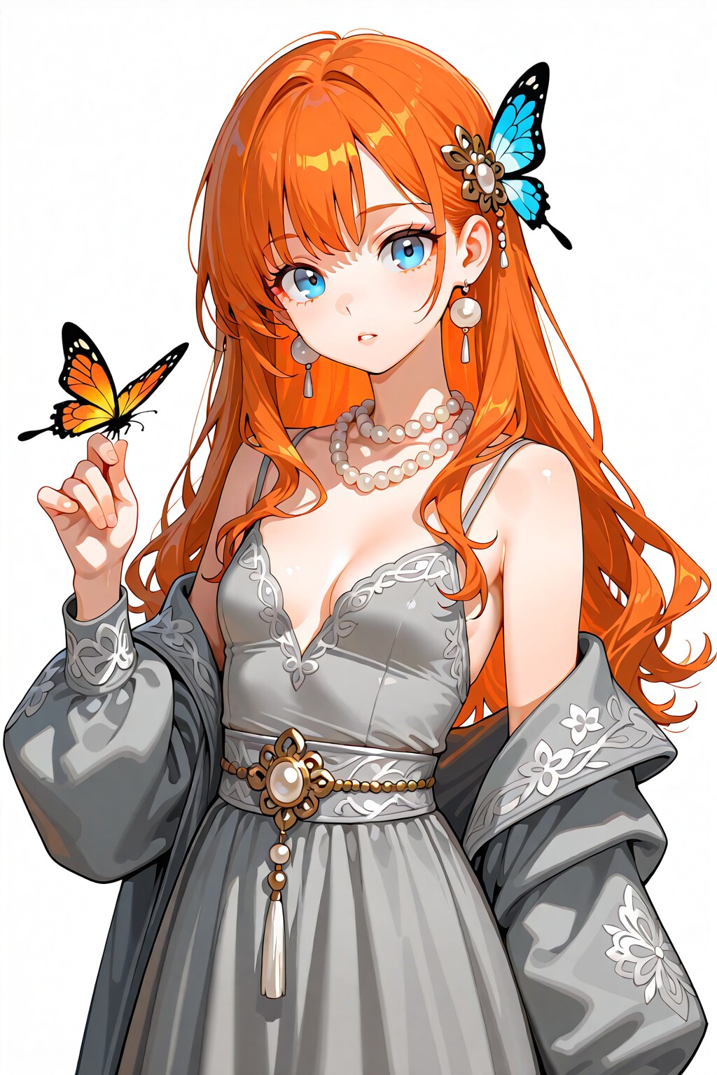 オレンジと蝶