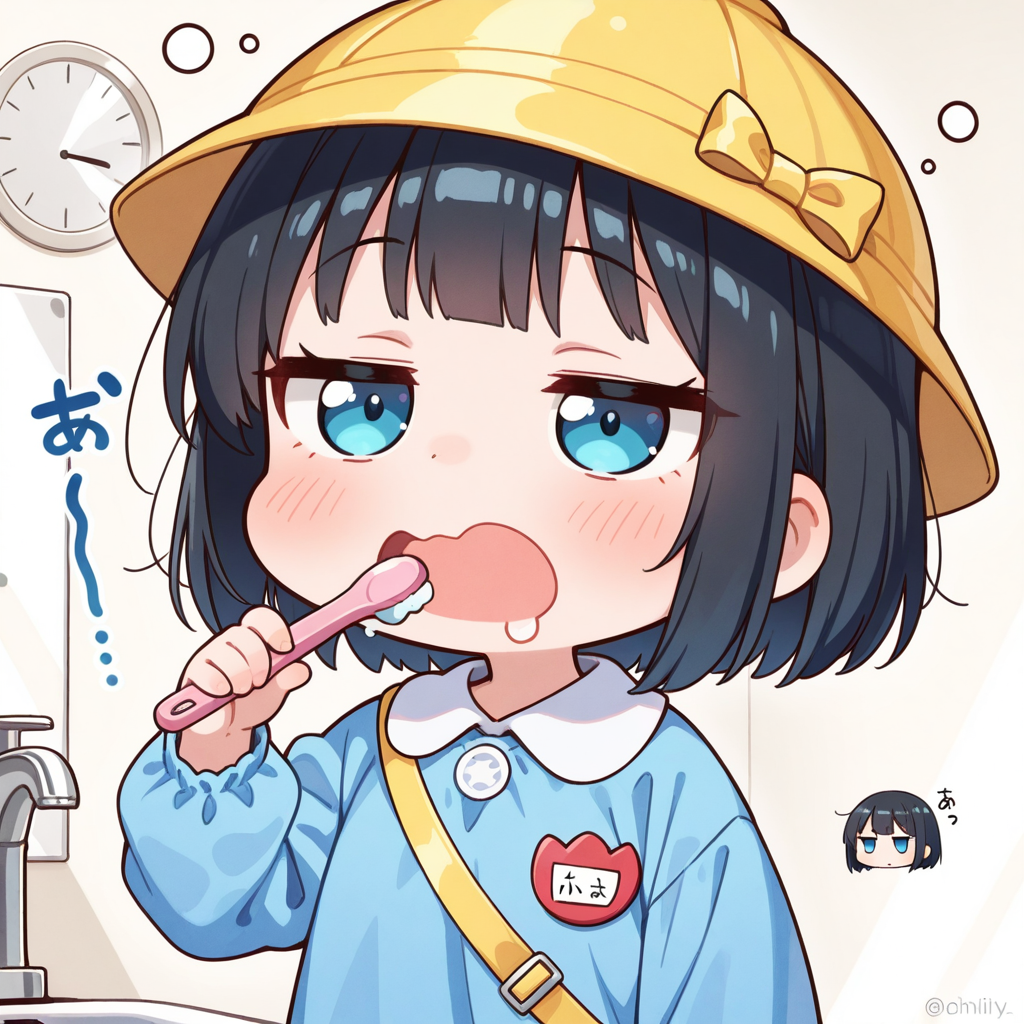 早く歯磨きしなさい！！【今日は歯ブラシ交換デー】 | の人気AIイラスト・グラビア