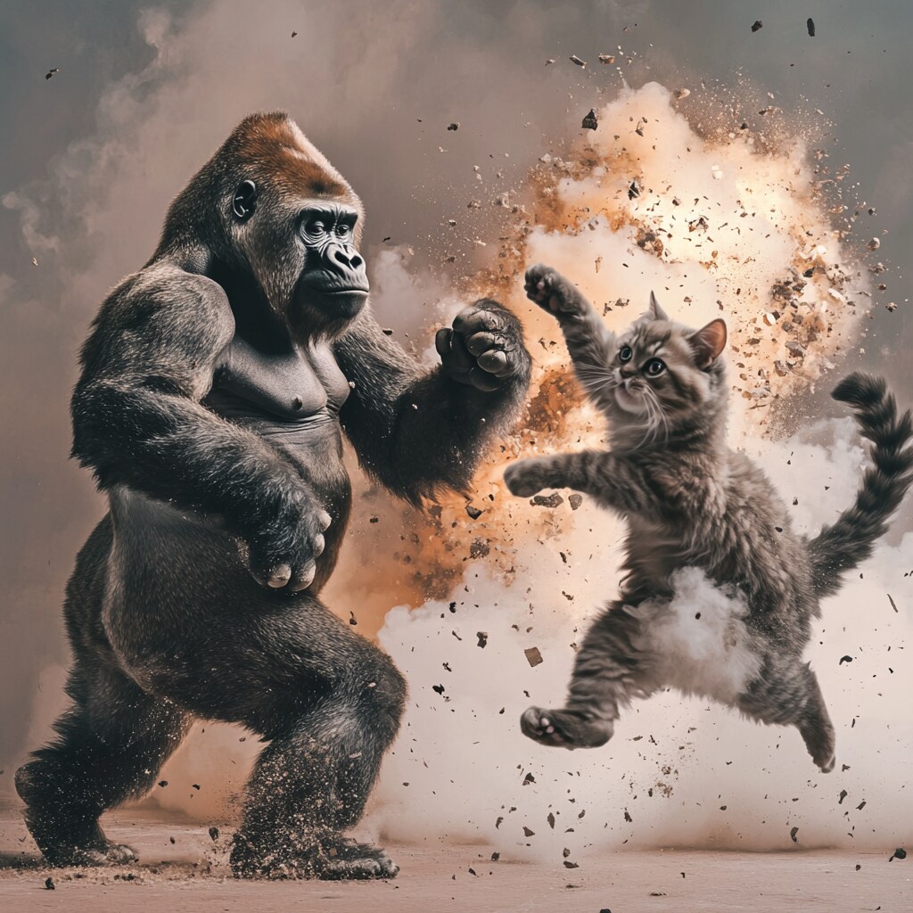 ゴリラVSネコ