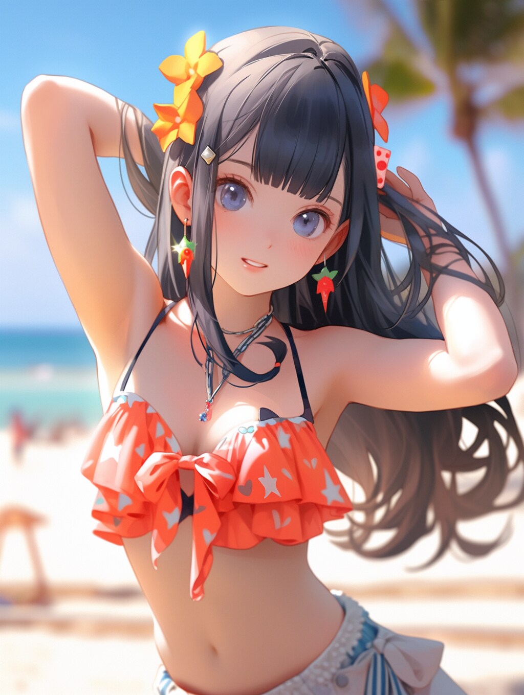 今年最後の水着のまま