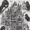 鉛筆で理想の秘密基地を作るメカクレ娘の絵本風漫画 2枚目