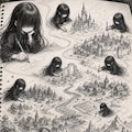 鉛筆で理想の秘密基地を作るメカクレ娘の絵本風漫画 5枚目