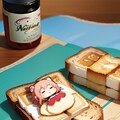 朝食のトーストの上で眠る可愛い少女 9枚目