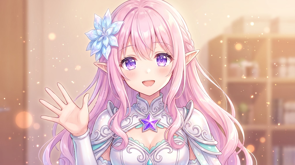 星花の桃髪精霊