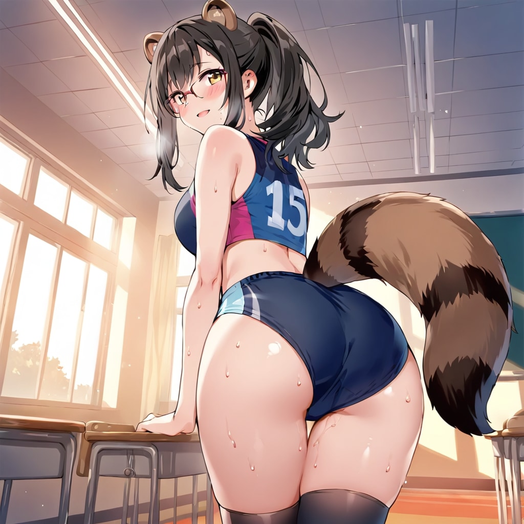 振り向き陸セパ狸耳さん