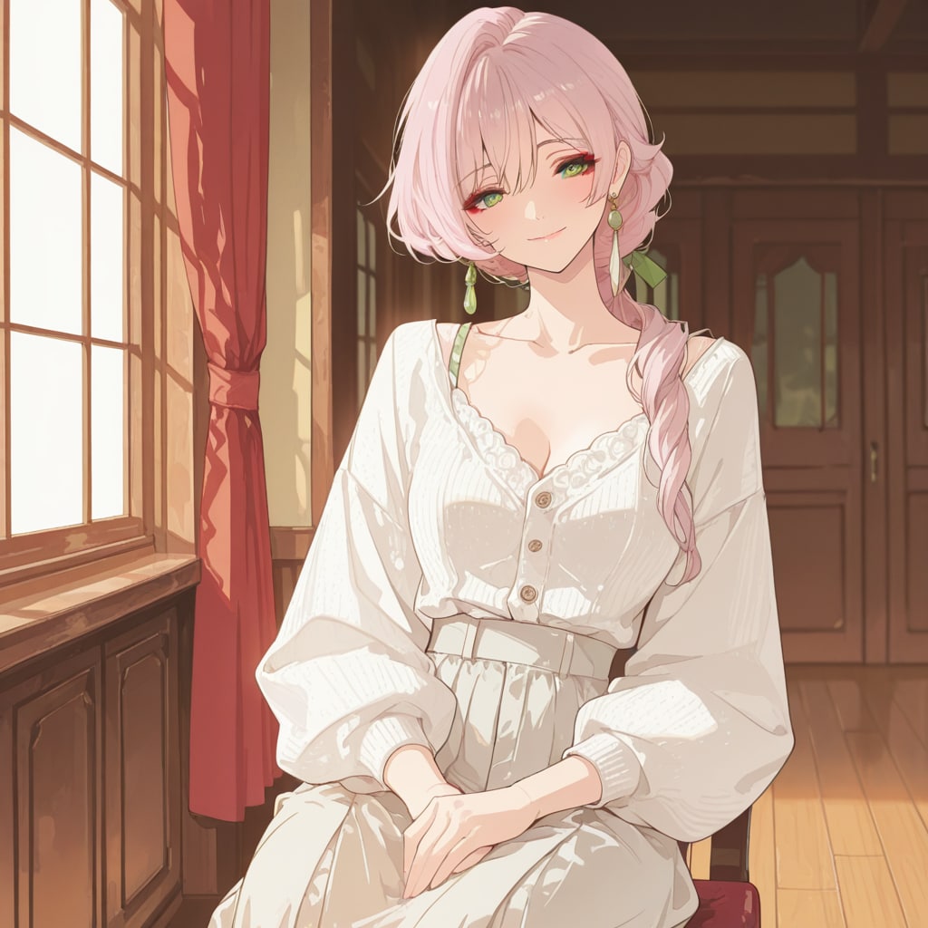 白いアトリエのナチュラルロングスカート