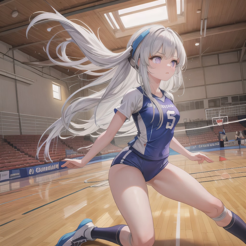 白髪ロングでユニフォームの少女９