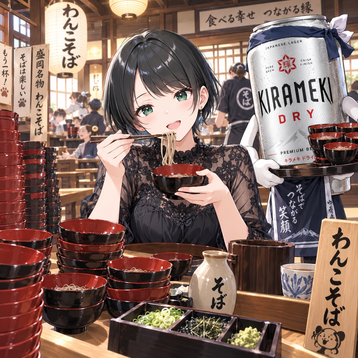 わんこそばを食べる藍音ちゃん | の人気AIイラスト・グラビア