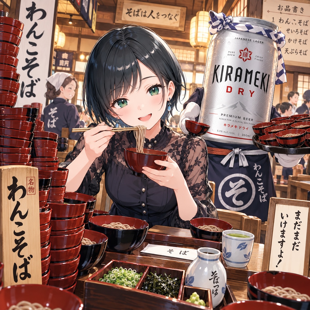 わんこそばを食べる藍音ちゃん