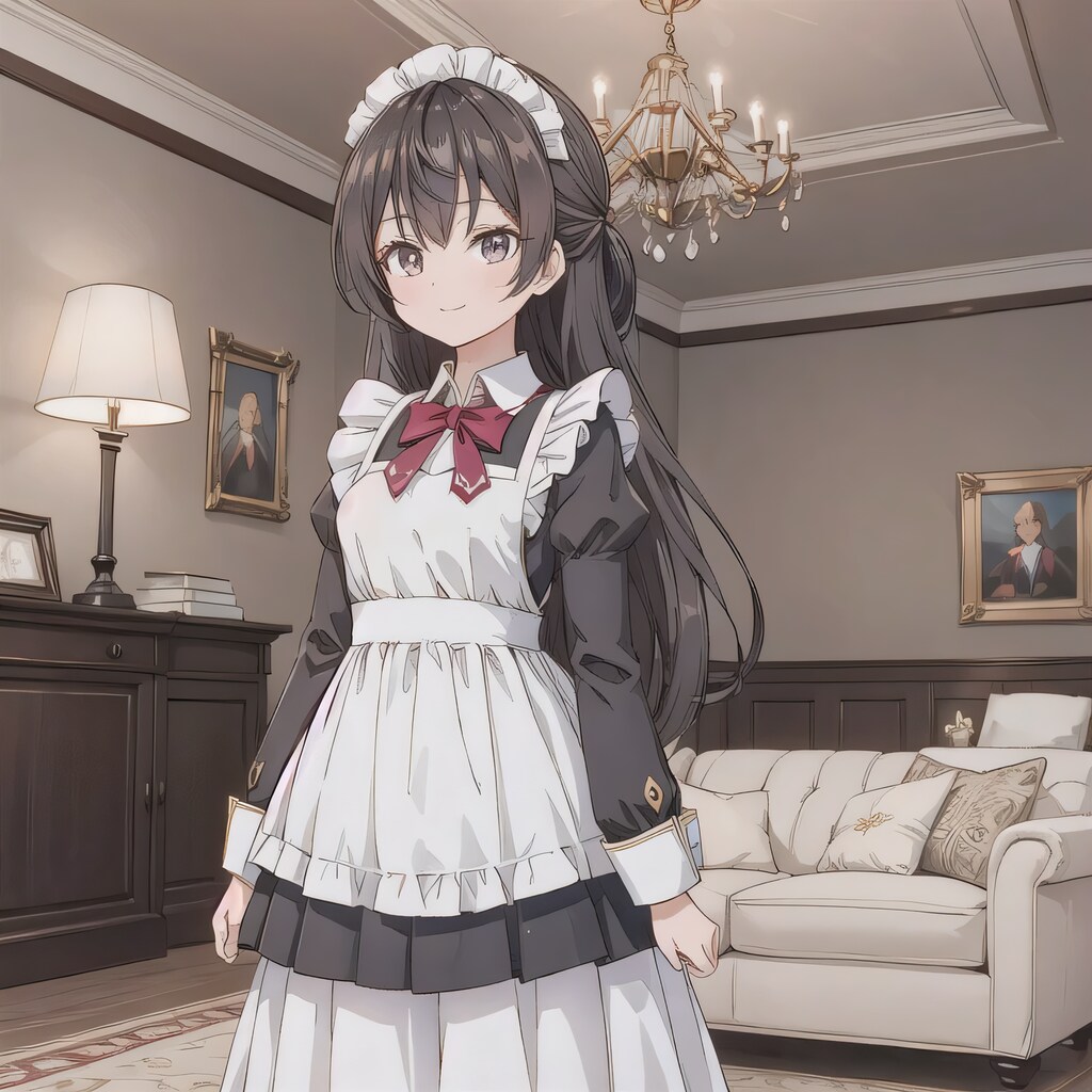 黒髪ロングでメイド服の少女２３