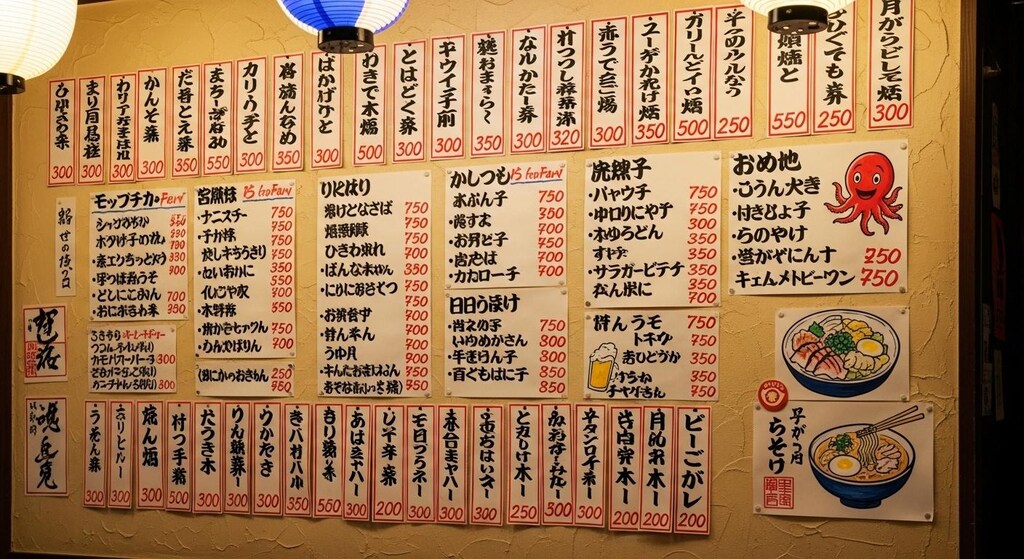 今日は居酒屋メニューをいろいろと描いてもらった