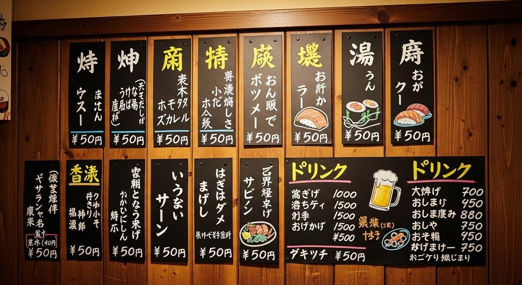 今日は居酒屋メニューをいろいろと描いてもらった