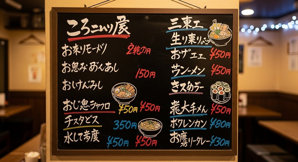 今日は居酒屋メニューをいろいろと描いてもらった