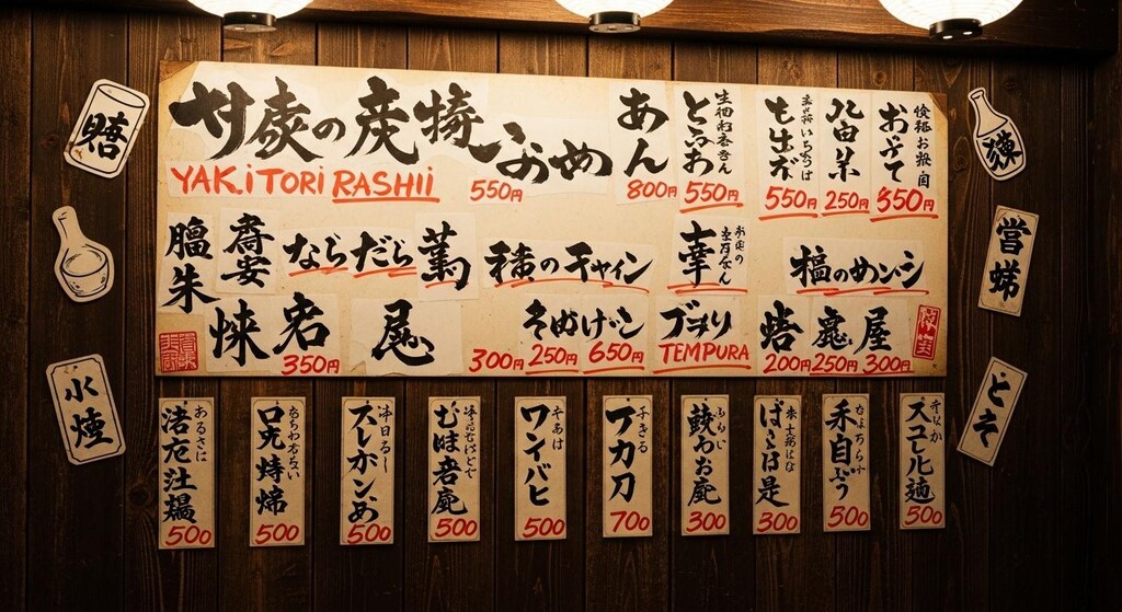 今日は居酒屋メニューをいろいろと描いてもらった