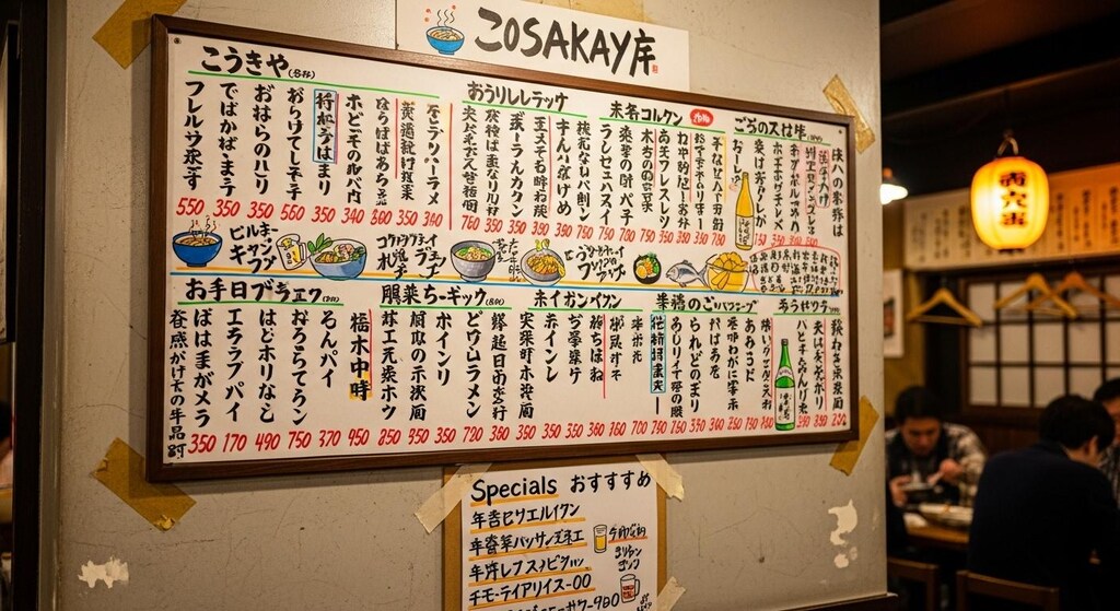 今日は居酒屋メニューをいろいろと描いてもらった