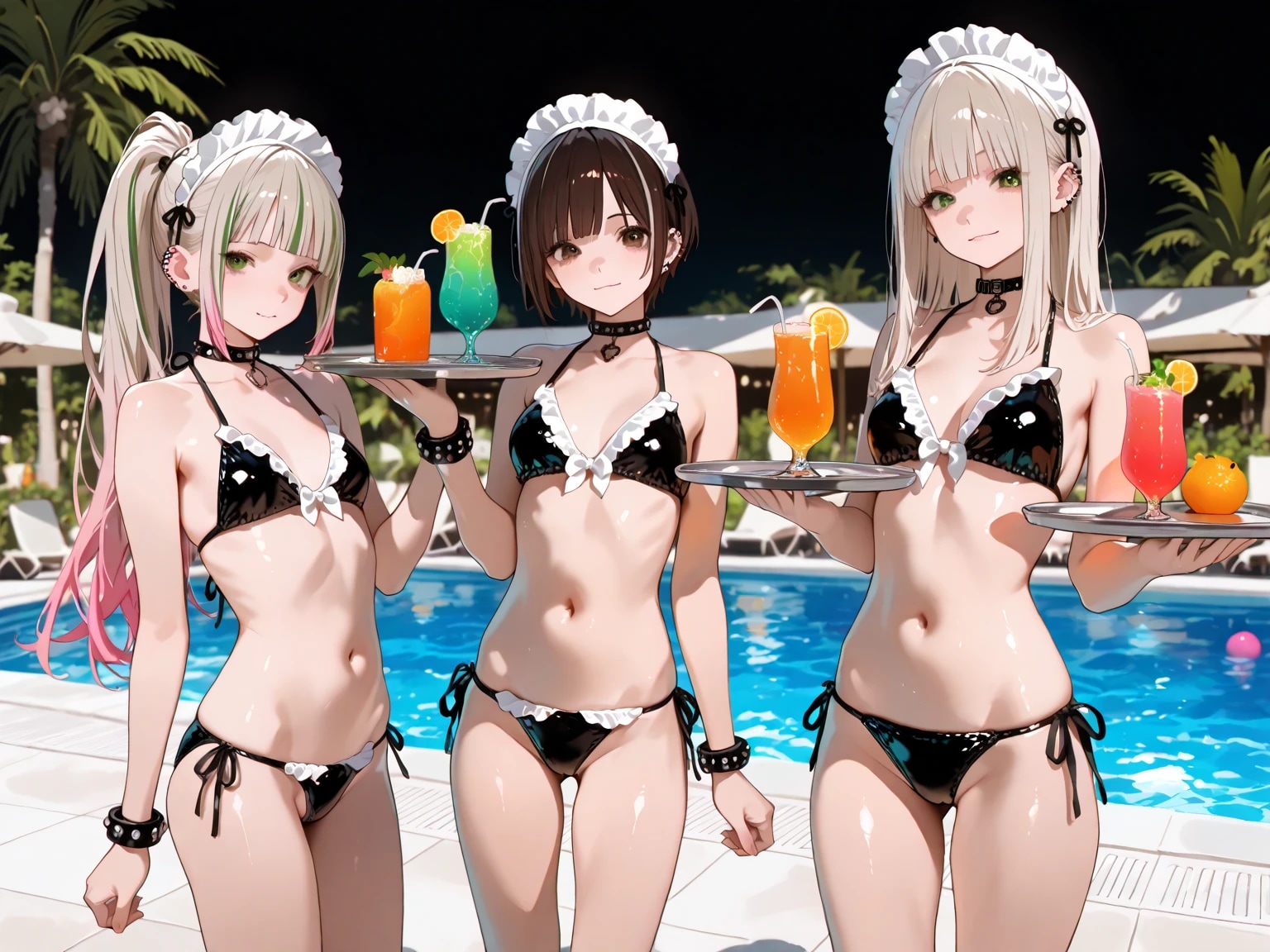 リゾートプールでアルバイトしてるうちの子3人