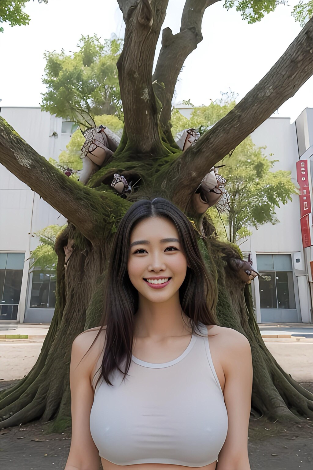 凄い木見つけて記念撮影