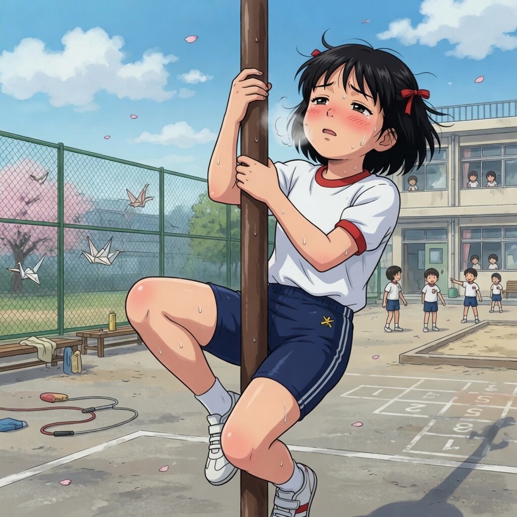 のぼり棒に夢中😏