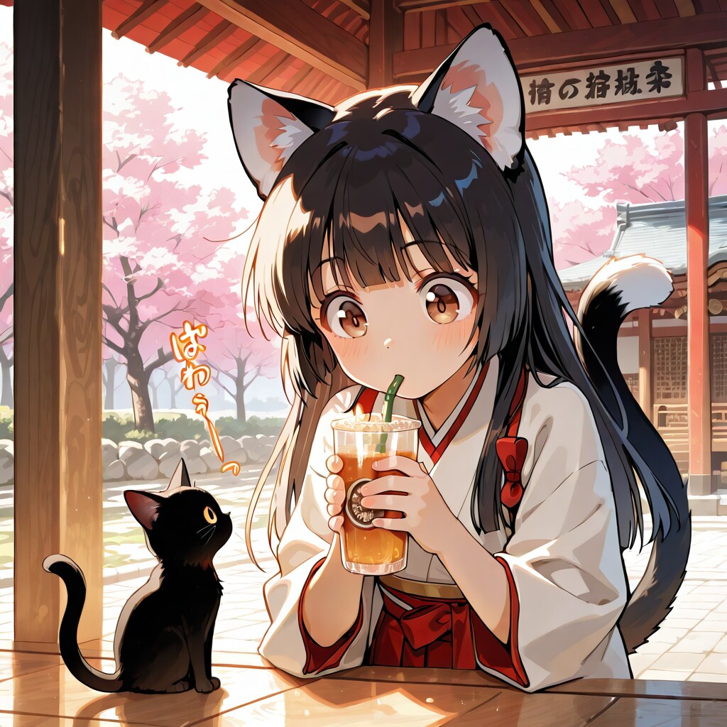 神社でジンジャーエールを飲むさくらちゃん‼️(ぷぷっ🤣)