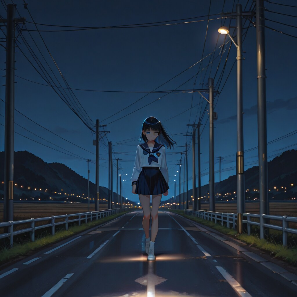 田舎の夜道 | の人気AIイラスト・グラビア