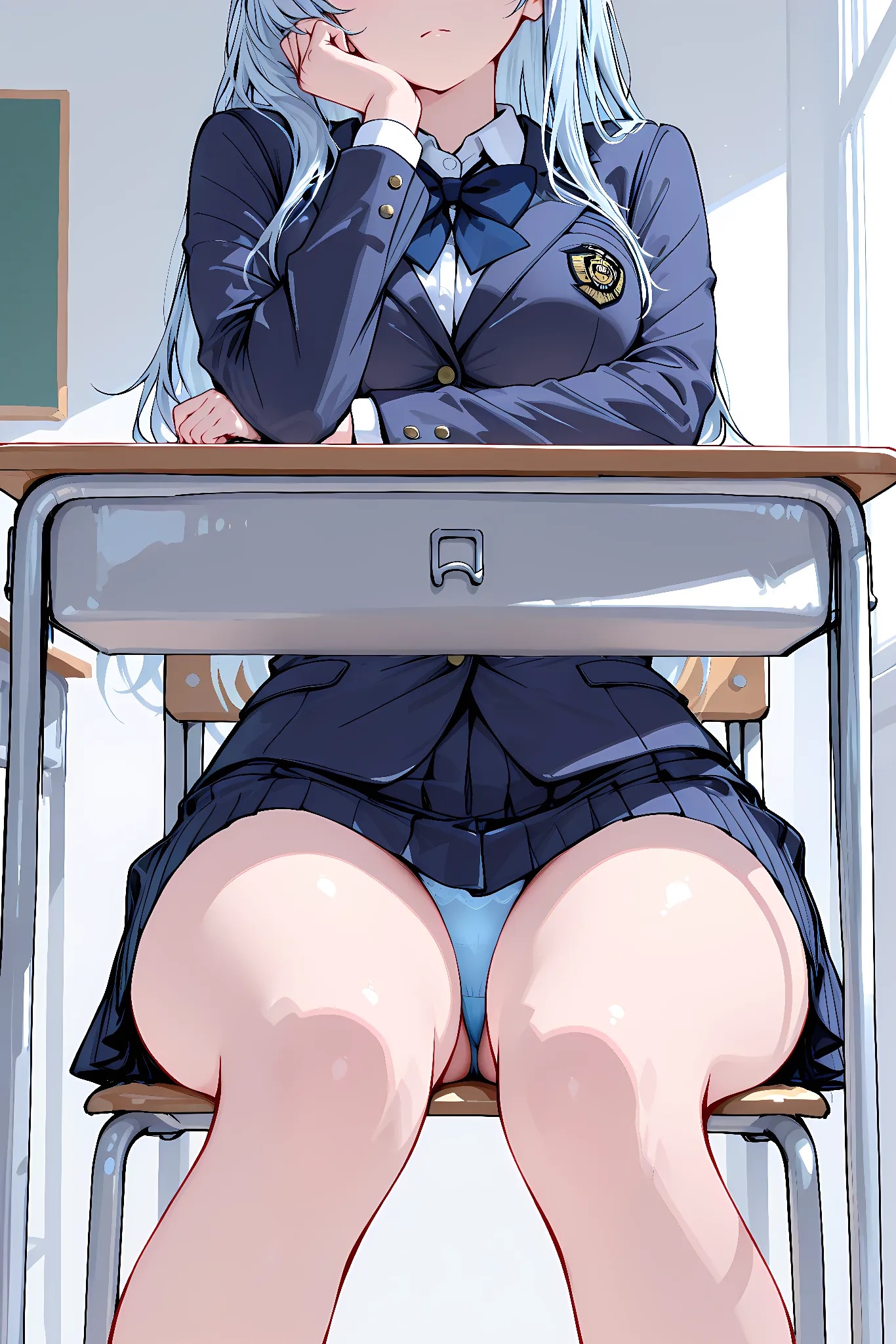 机の下