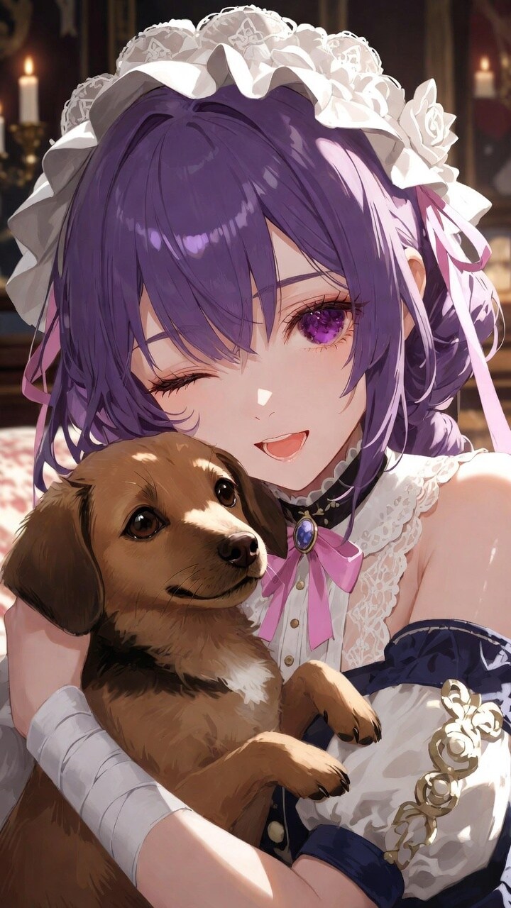 メイドと仔犬