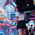 クレーンゲームで遊ぶ女子 2枚目
