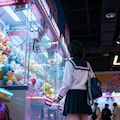 クレーンゲームで遊ぶ女子 4枚目