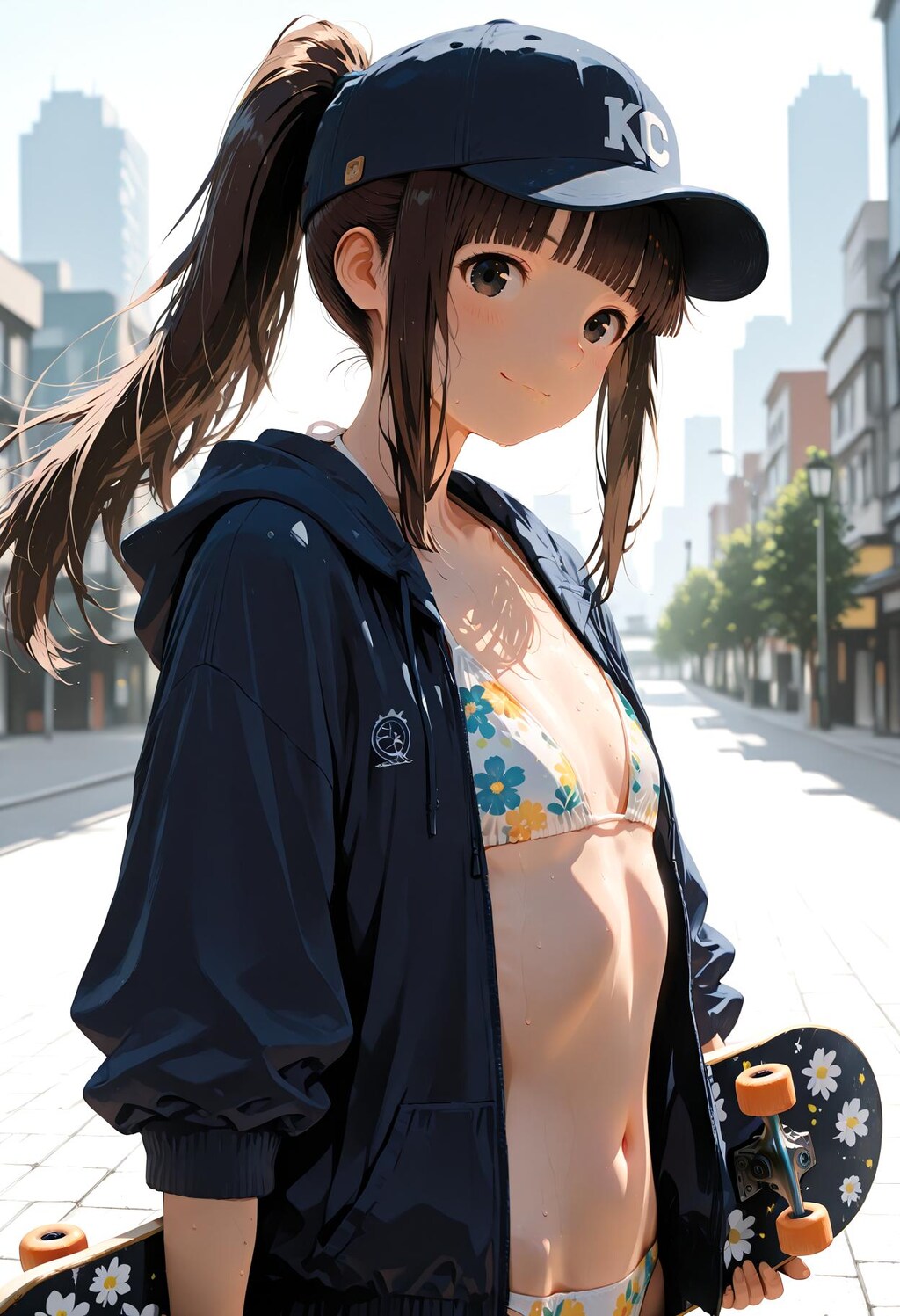 フラットなスケボー少女