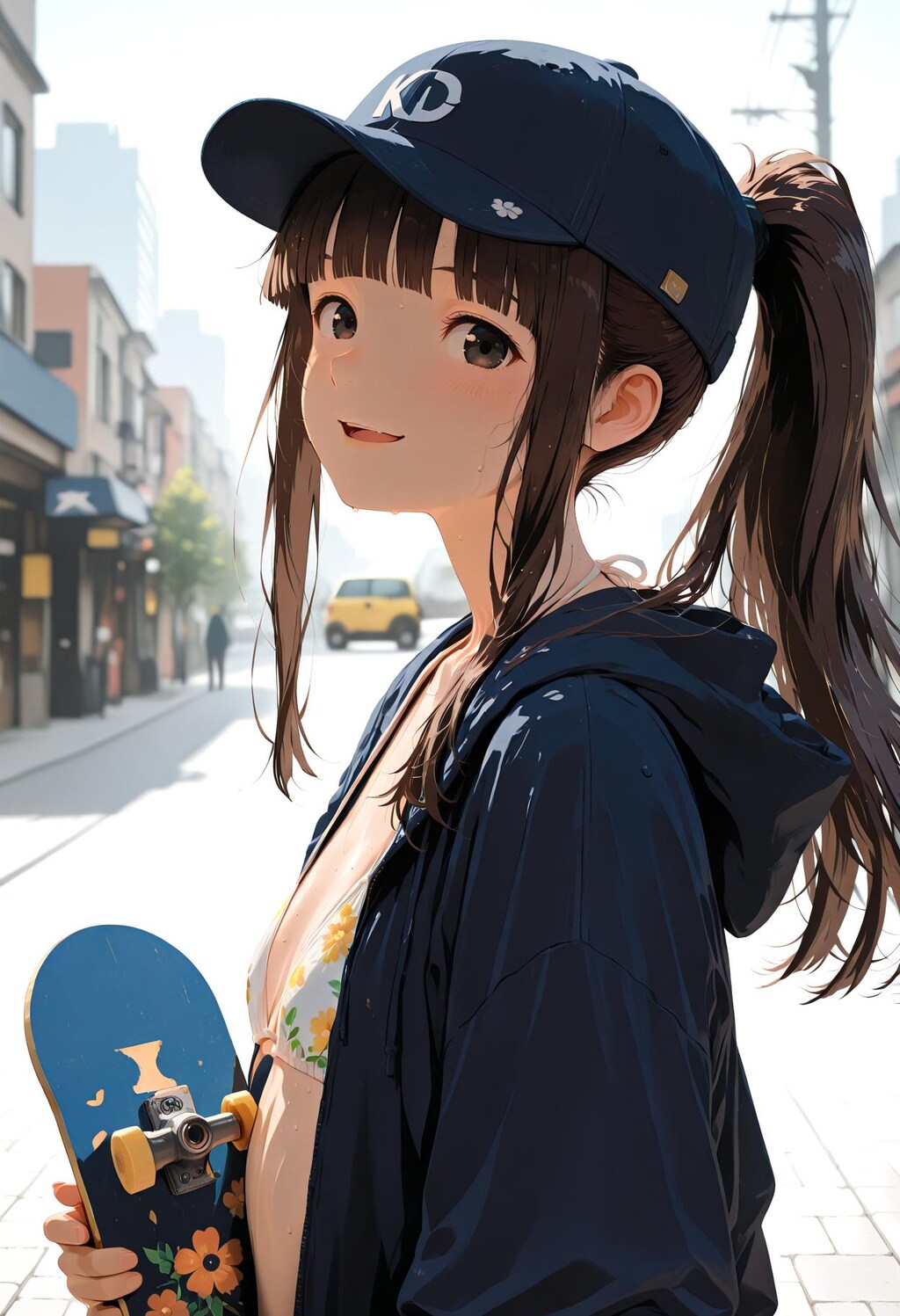 フラットなスケボー少女