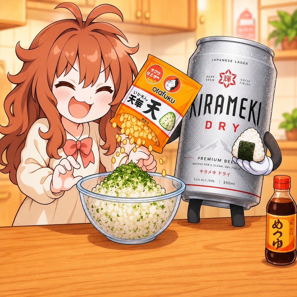 悪魔のおにぎりを作る小さな女の子