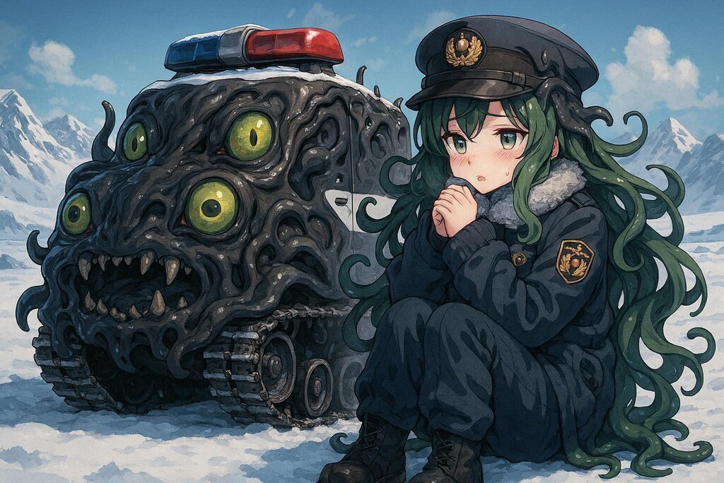 "雪上パトカー"で遊んでたらやたら鳩に追いかけられる