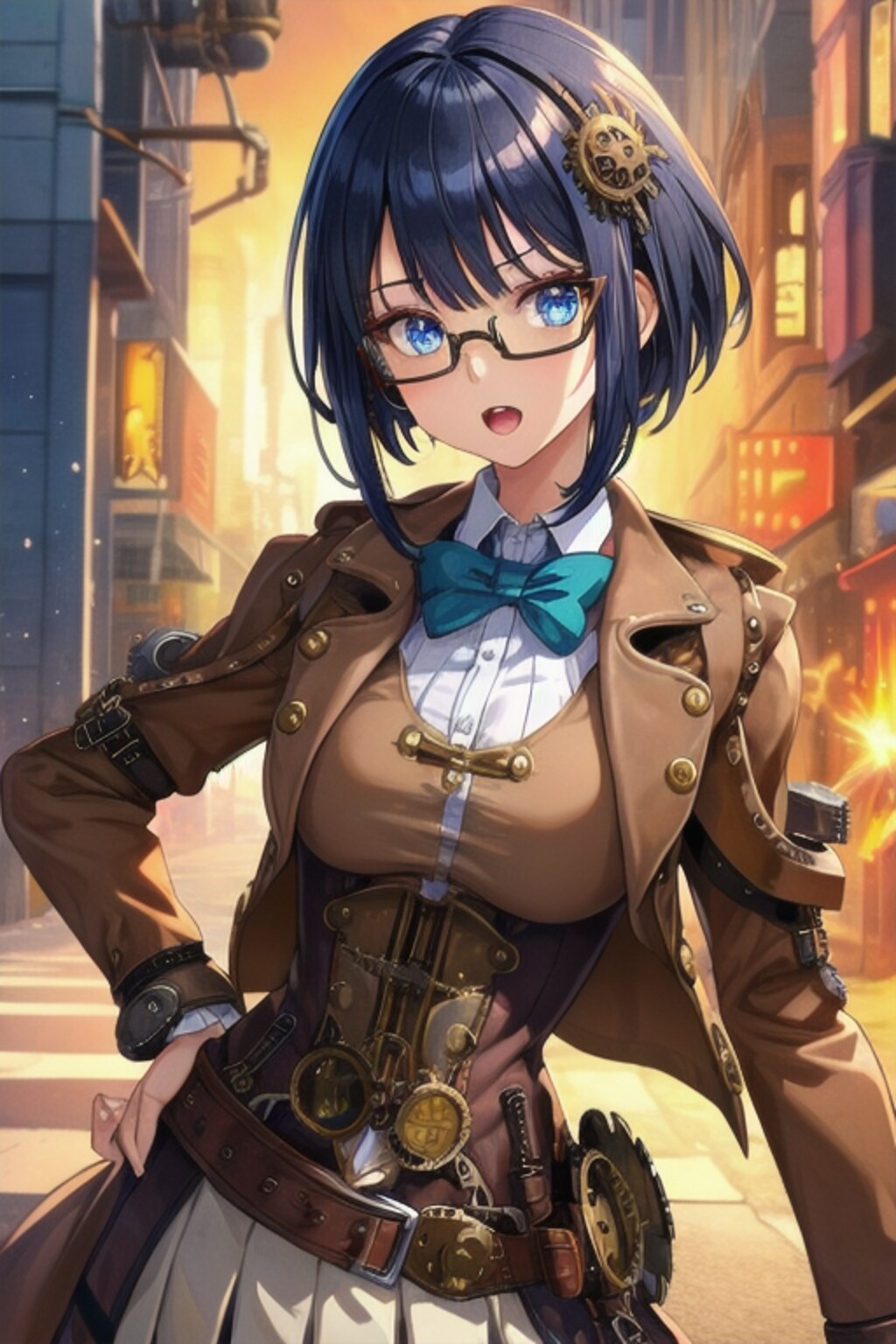 歯車型髪飾りのメガネ