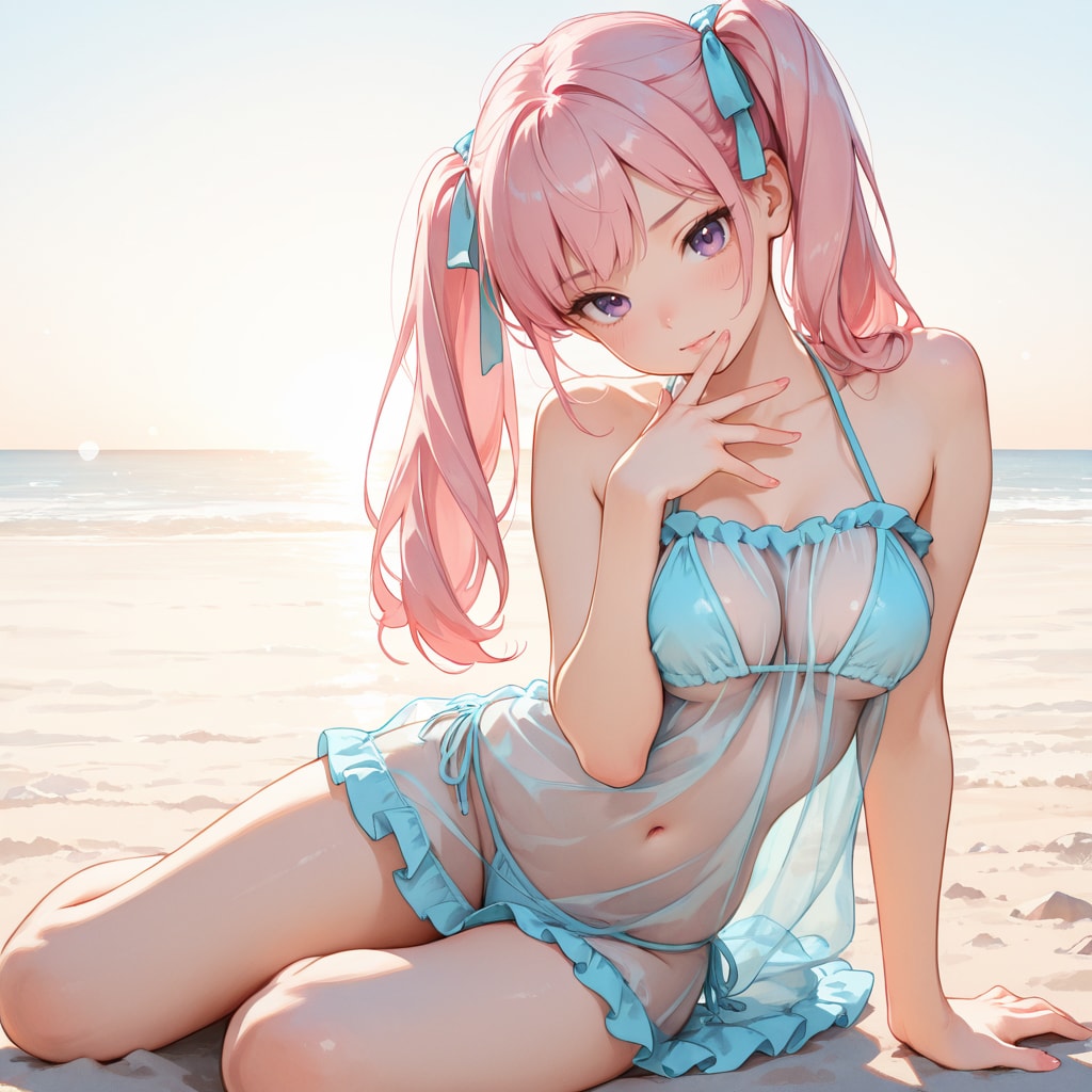 ひなちゃん、ビーチでビキニ