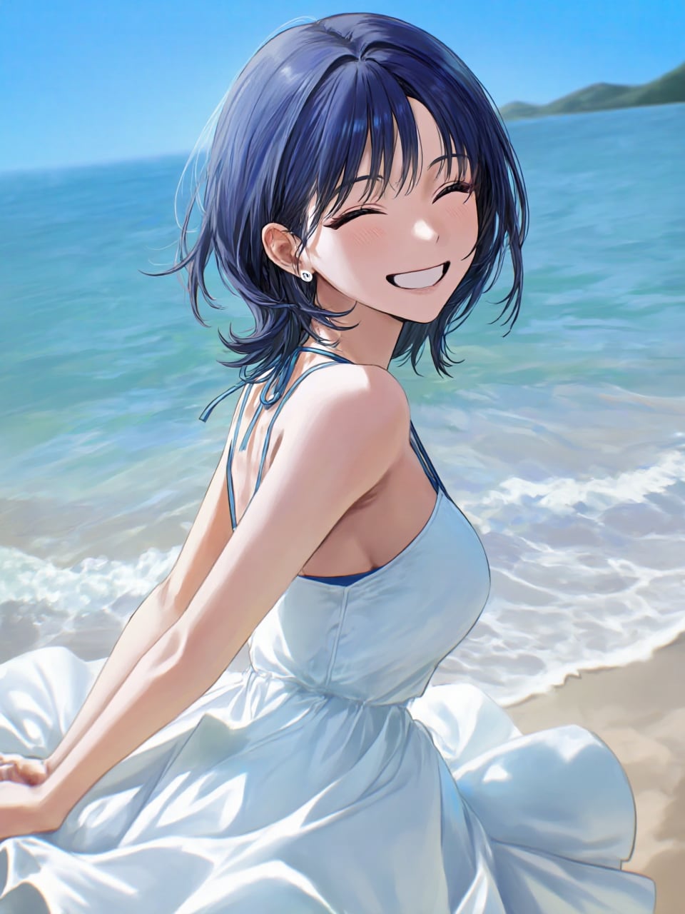 海で彼女と