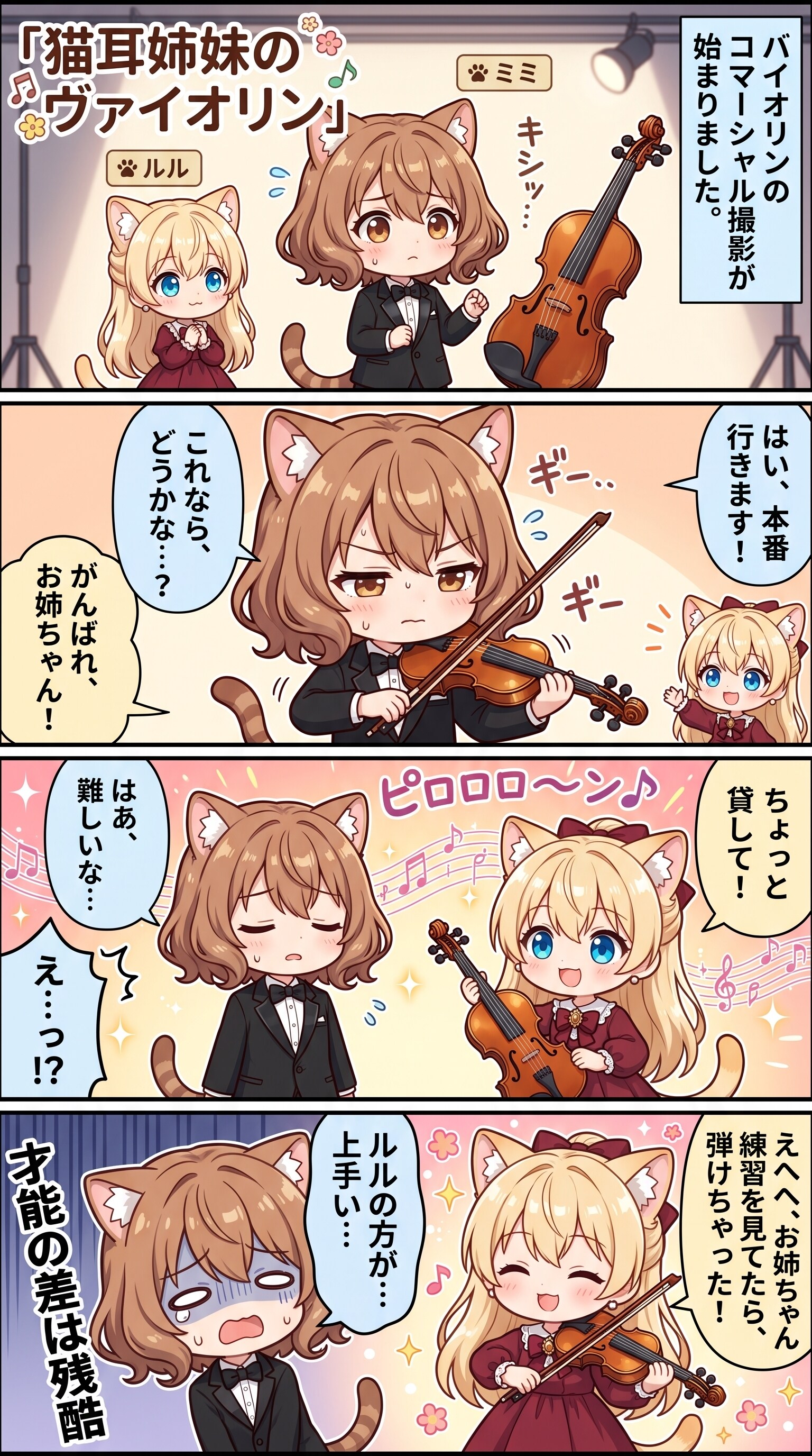 猫耳姉妹のヴァイオリン | の人気AIイラスト・グラビア