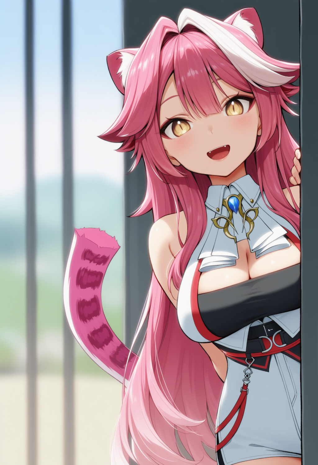 ラオーラが物陰からジッと見つめているだけ