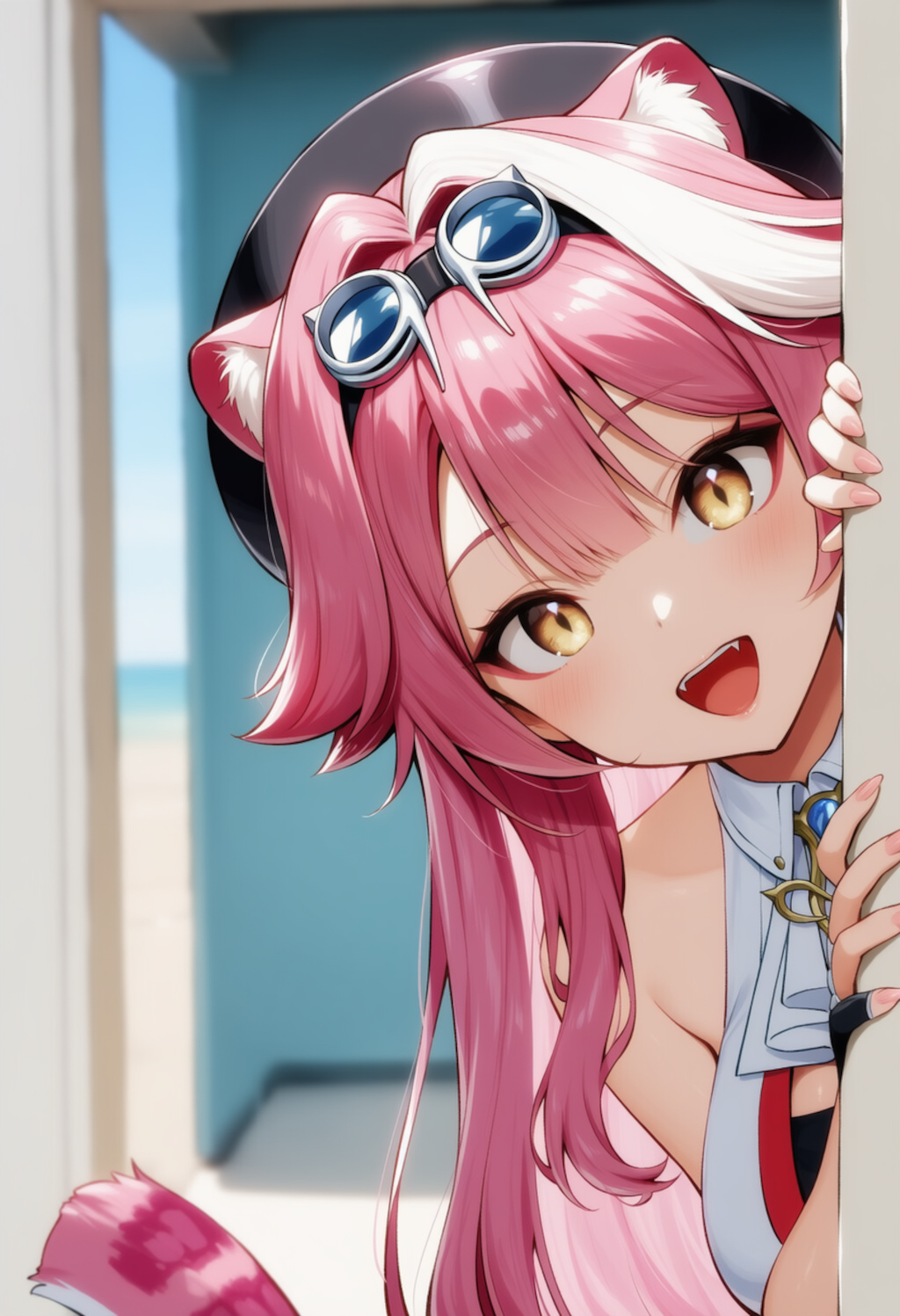 ラオーラが物陰からジッと見つめているだけ