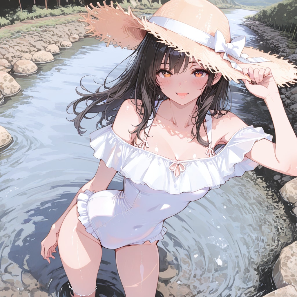 川遊び。