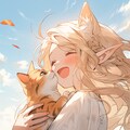 猫耳のエルフ少女と猫耳のねこ 8枚目