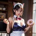 ネコ耳メイド ドーナッツをつまむ 6枚目